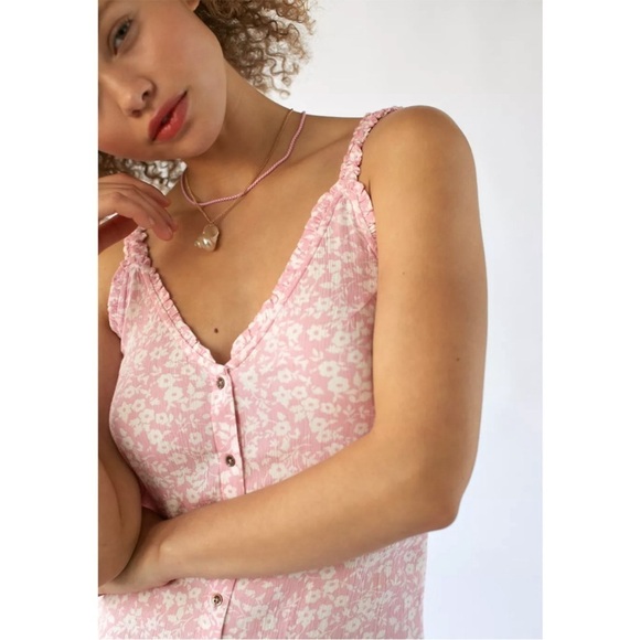 Billabong Sweet Edges midi Dress slip button-front pink women’s small - Picture 12 of 12